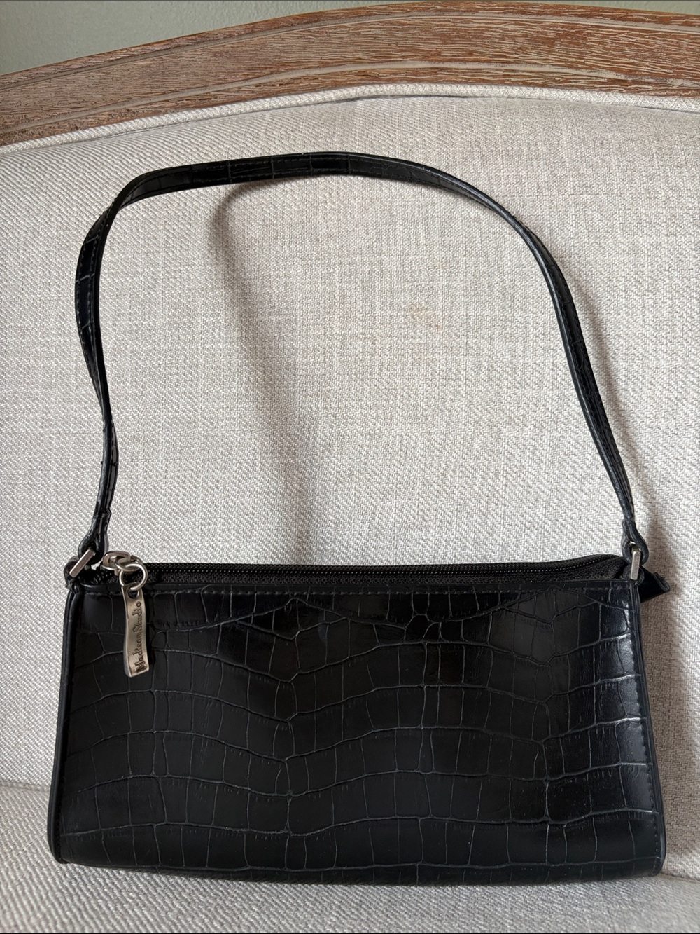 Madison Studio Vintage Black Croc-Embossed Mini Shoulder Bag